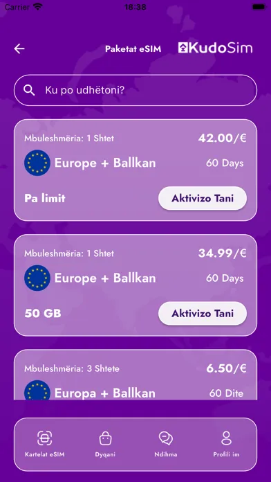 Capturas de pantalla de Kudo eSIM