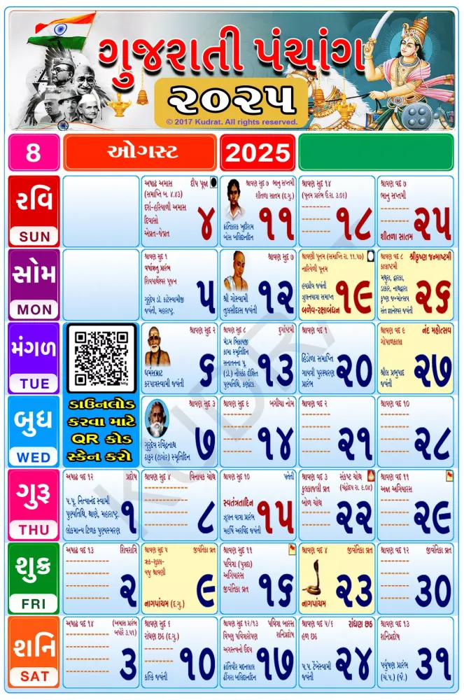 Tangkapan skrin Gujarati Calendar 2025