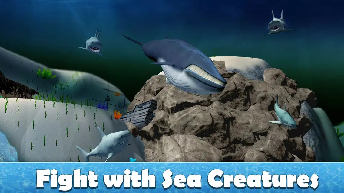 صور Big Blue Whale Survival 3D Full - Try whale simulator, be ocean animal!