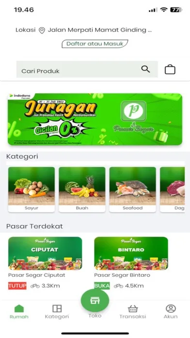 Tangkapan skrin Pasar Segar Online