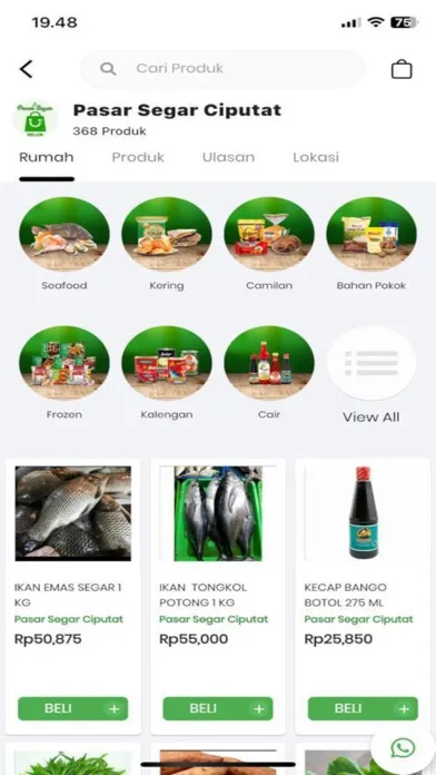 Tangkapan skrin Pasar Segar Online
