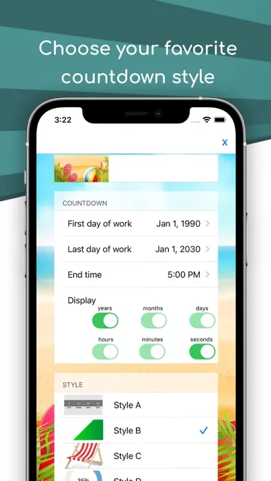 ภาพหน้าจอของ Retirement Countdown App