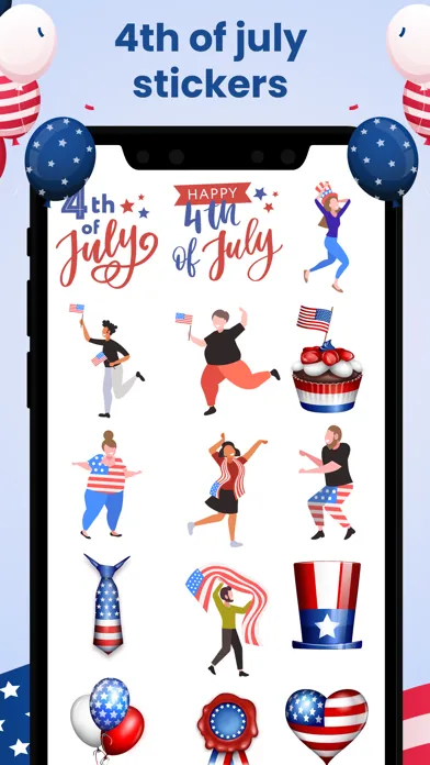 4th July Stickers স্ক্রিনশট