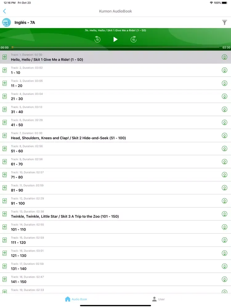 Zrzuty ekranu AudioBook Kumon iPad 