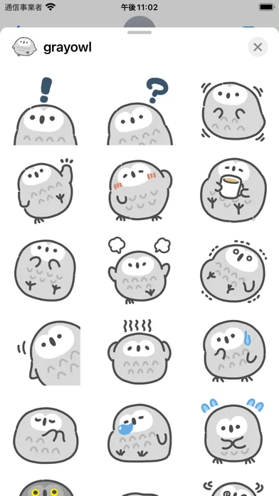 Screenshot di gray owl sticker