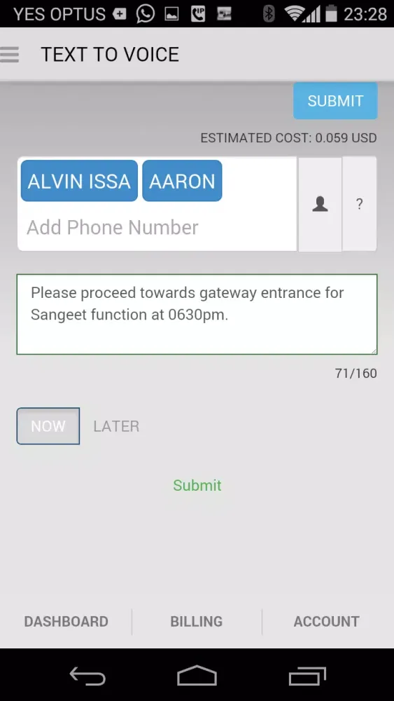 Tangkapan skrin Text To Voice (Schedule Calls)