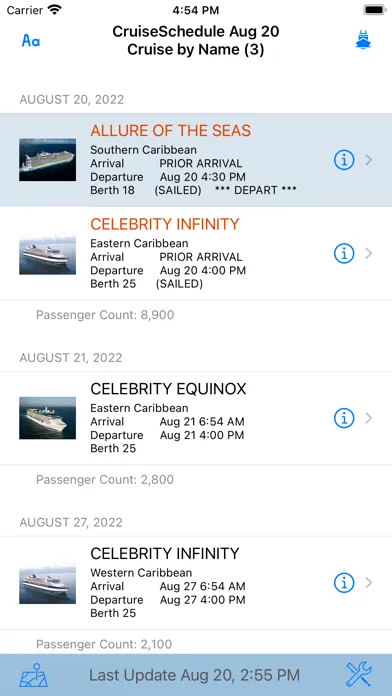 CruiseSchedule Port Everglades سکرین شاٹس
