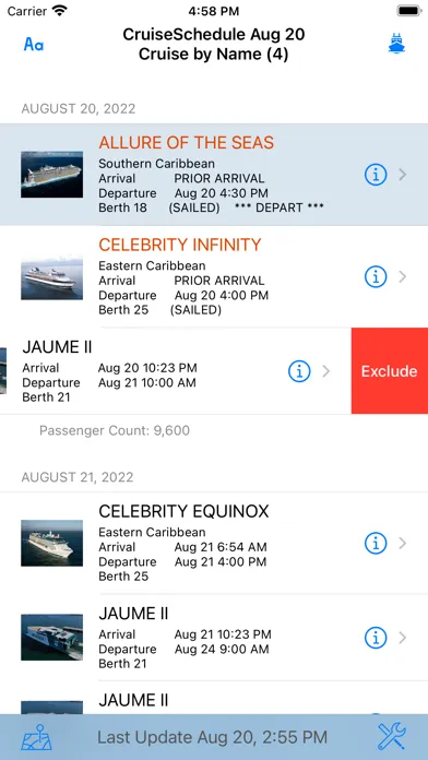 CruiseSchedule Port Everglades سکرین شاٹس