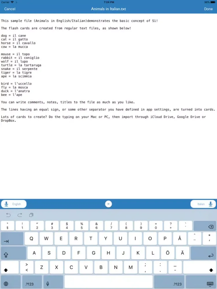 Sì! Text to Talking Flashcards iPad  スクリーンショット
