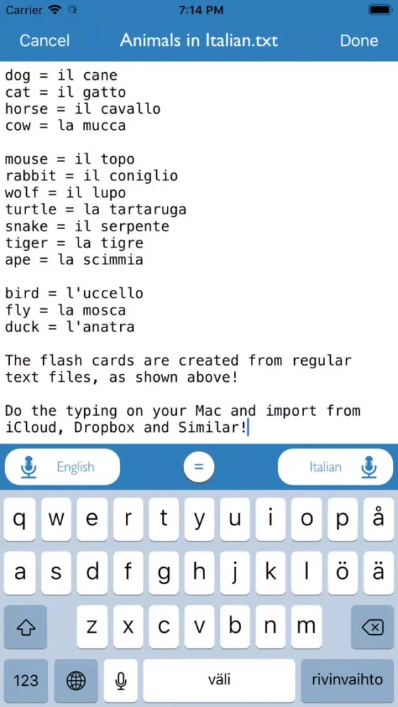 Sì! Text to Talking Flashcards スクリーンショット
