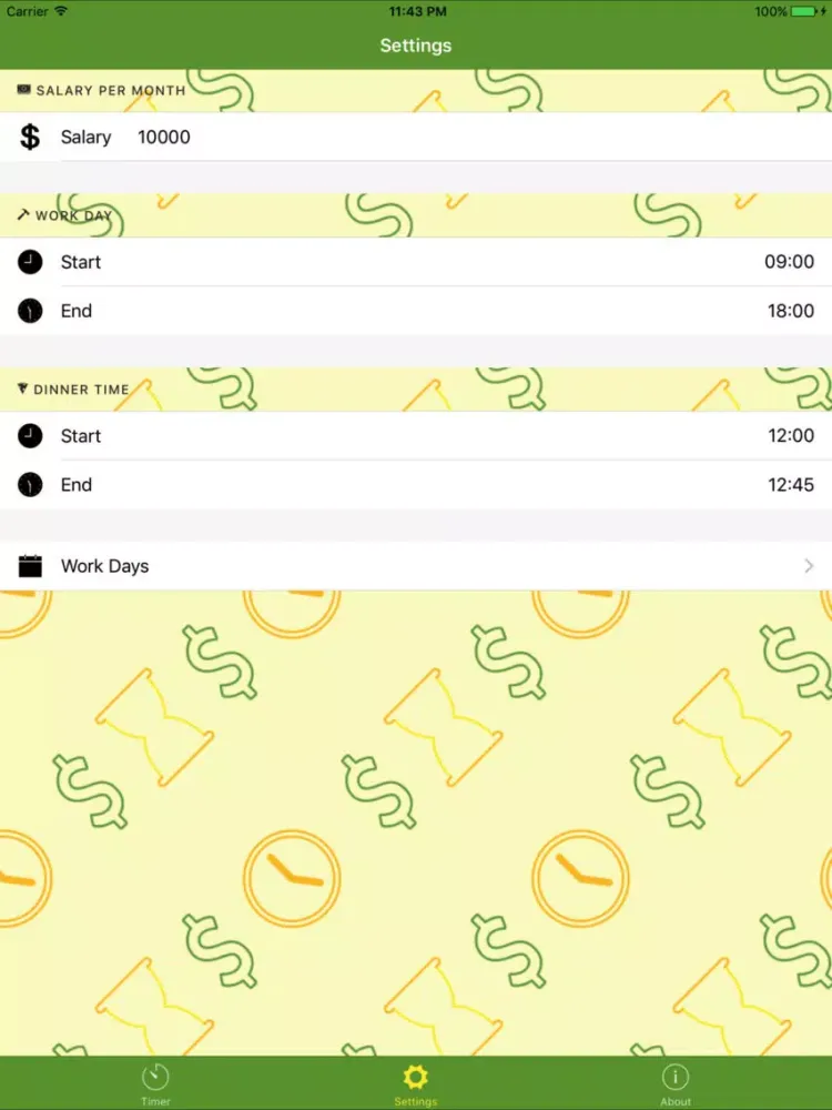 Ảnh chụp màn hình của Salary Timer iPad 
