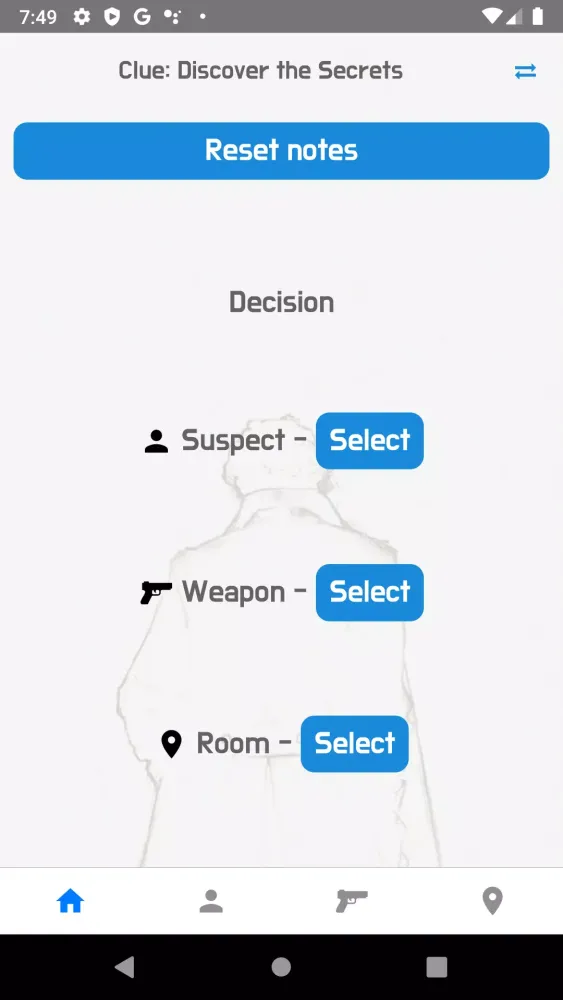 Detective Notes for Cluedo(Clu Screenshots