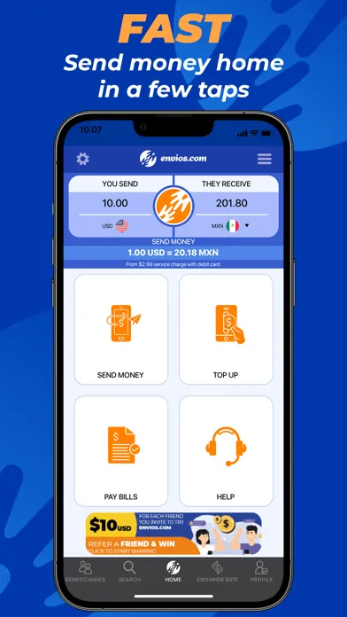 Ảnh chụp màn hình của Envios.com Money Transfer