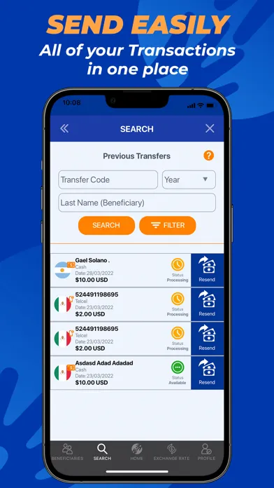 Ảnh chụp màn hình của Envios.com Money Transfer
