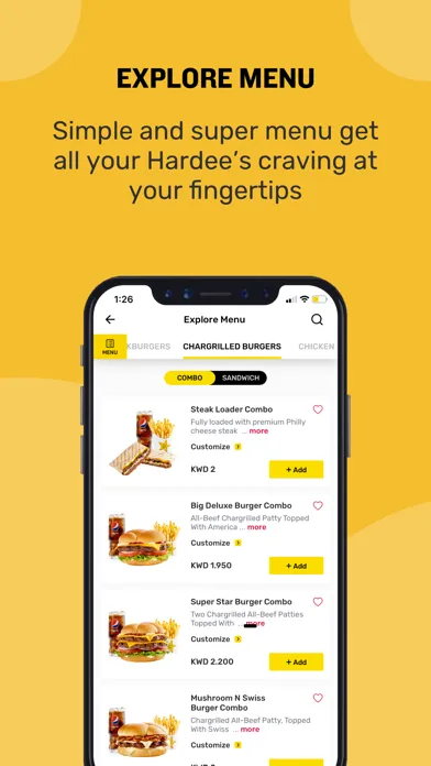 Ảnh chụp màn hình của Hardee's Kuwait
