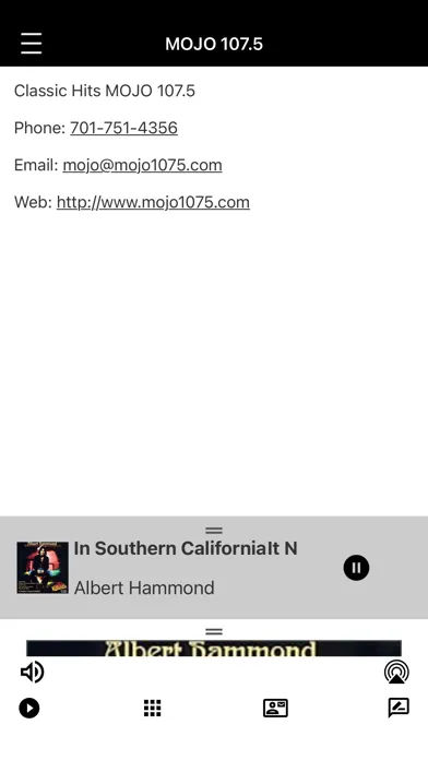 Tangkapan layar MOJO 107.5FM Radio Bismarck ND