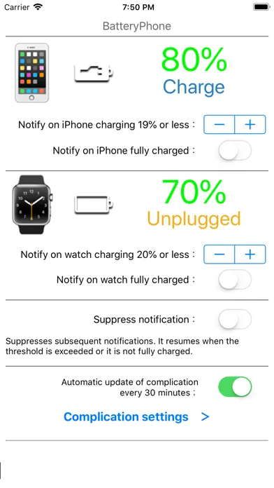 Capturas de tela do BatteryPhone