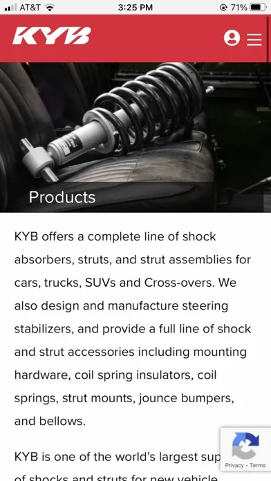 Ảnh chụp màn hình của KYB Parts Catalog
