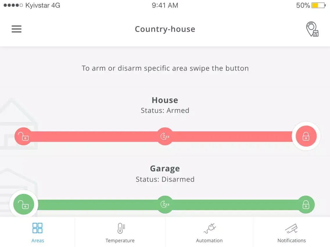 Tangkapan layar SafeHome iPad 