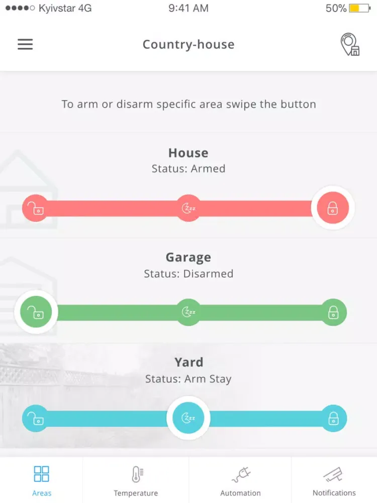 Tangkapan layar SafeHome iPad 