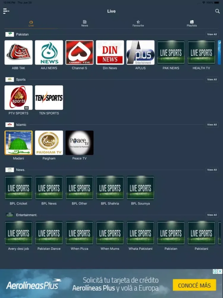 Tangkapan skrin Live Sports TV Streaming HD iPad 