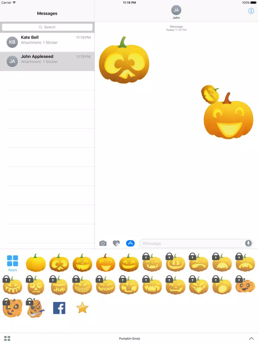Pumpkin Emoji Face for iMessage Stickers iPad 应用截图