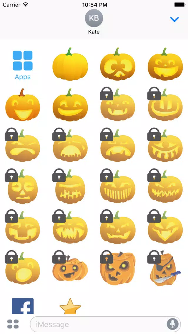 Pumpkin Emoji Face for iMessage Stickers应用截图