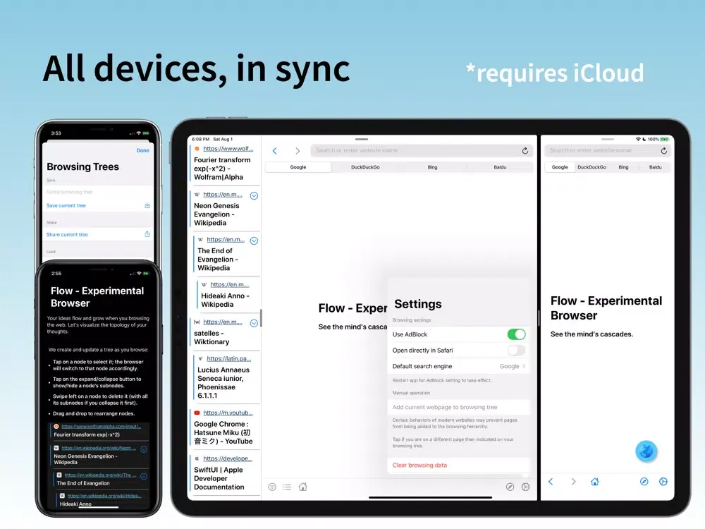 ภาพหน้าจอของ Flow - Experimental Browser iPad 