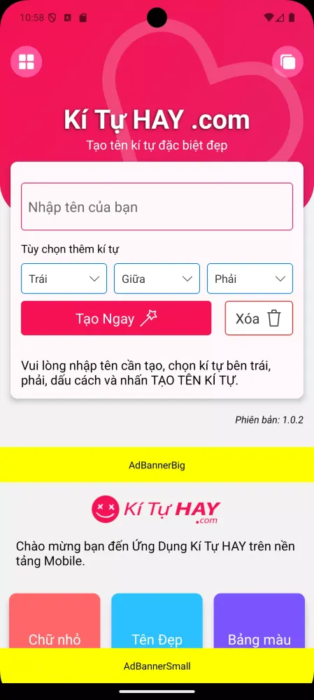 Ảnh chụp màn hình của Kí Tự Đặc Biệt KiTuHay