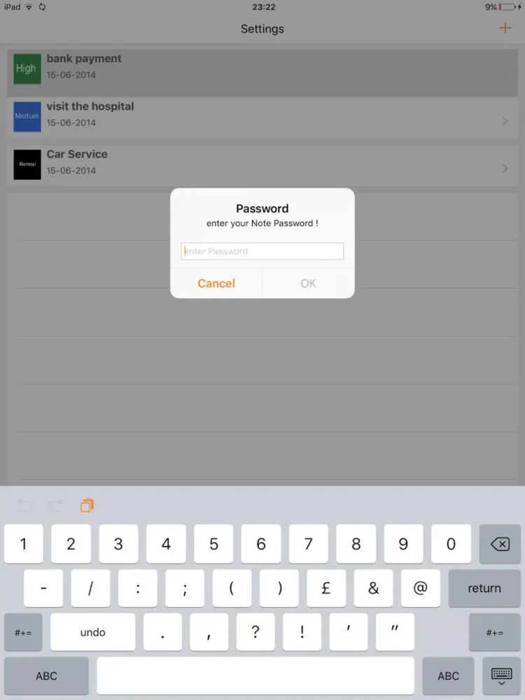 Screenshot di قفل الملاحظات iPad 