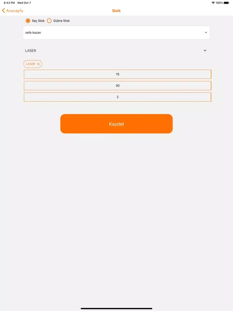 Tangkapan skrin Bahçe Takip Uygulaması iPad 