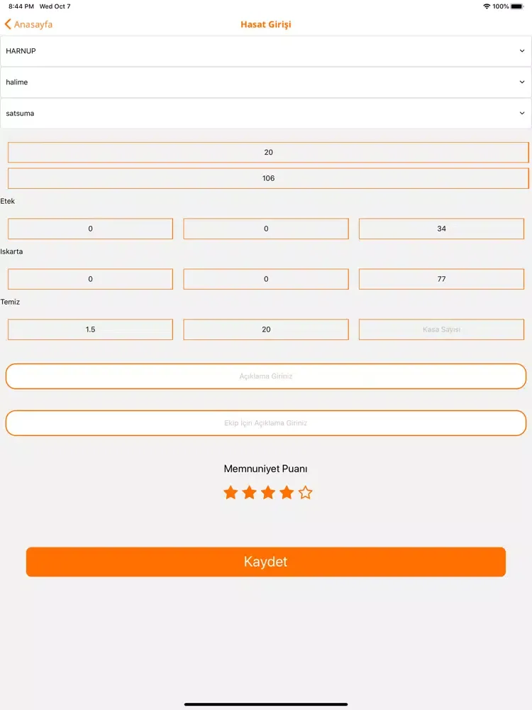 Tangkapan skrin Bahçe Takip Uygulaması iPad 