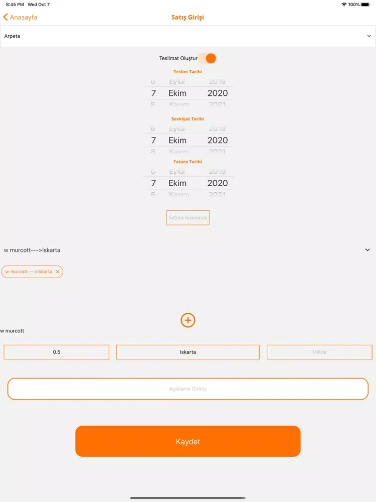 Tangkapan skrin Bahçe Takip Uygulaması iPad 
