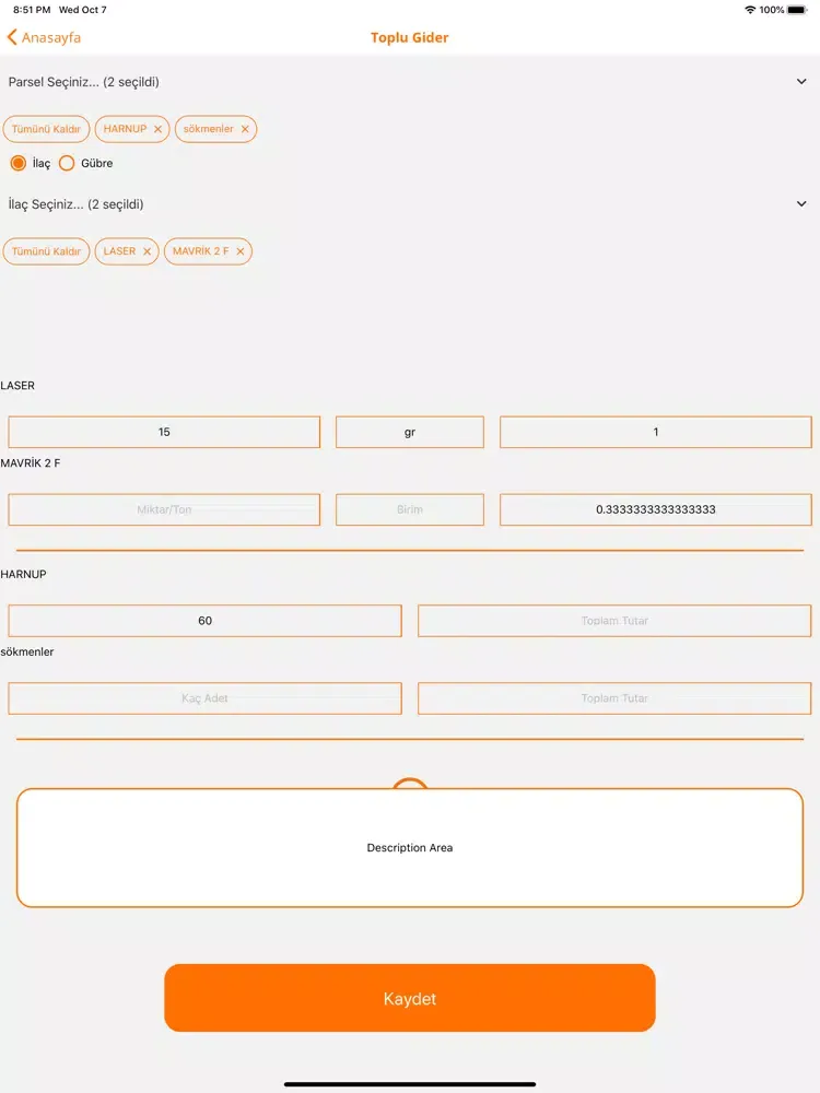 Tangkapan skrin Bahçe Takip Uygulaması iPad 