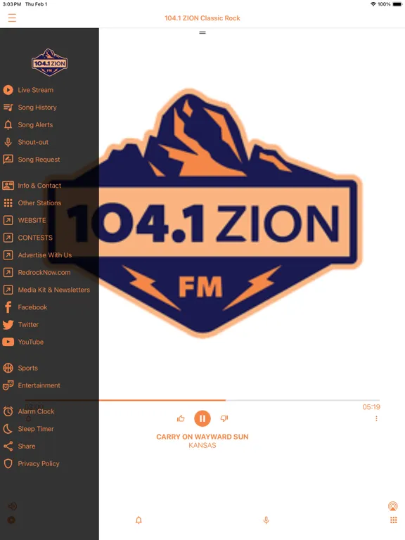Zrzuty ekranu 104.1 ZION iPad 