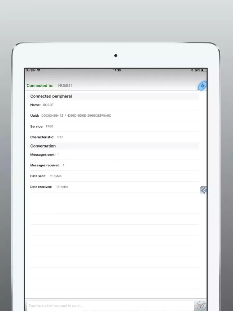 BTCommander - Serial port HM10 iPad 应用截图