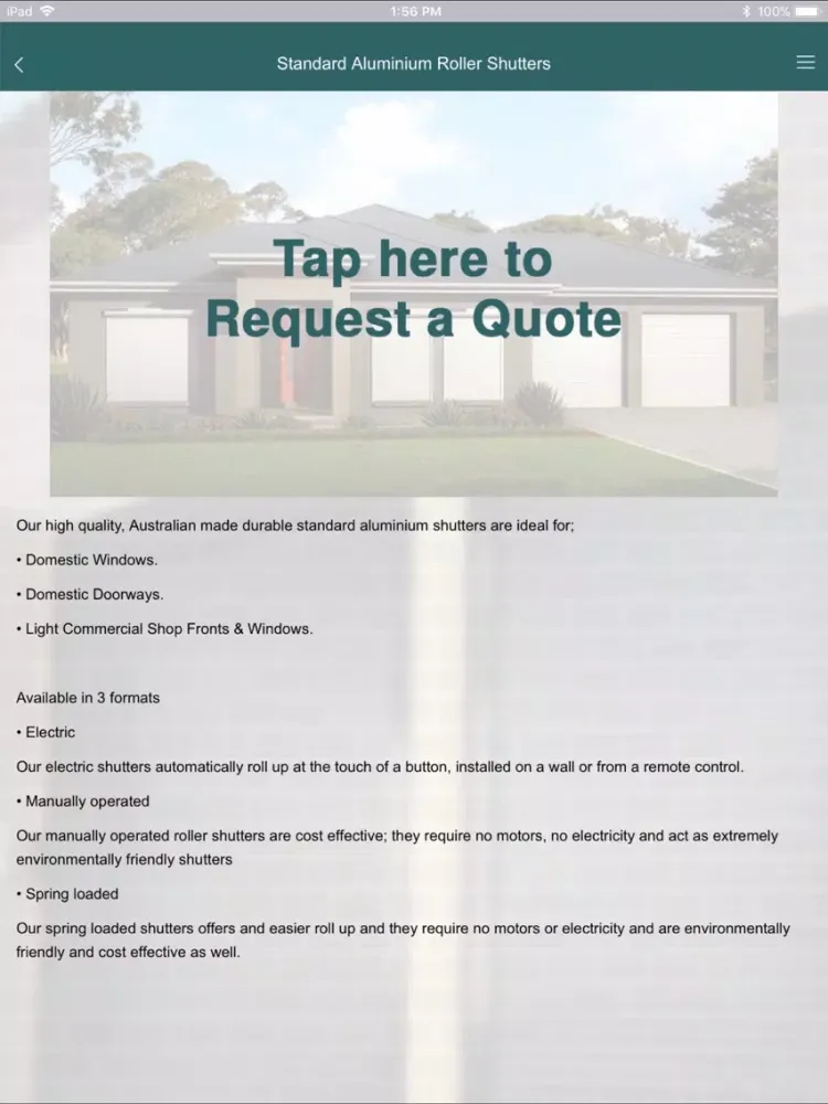 Zrzuty ekranu Budget Roller Shutters Sydney iPad 