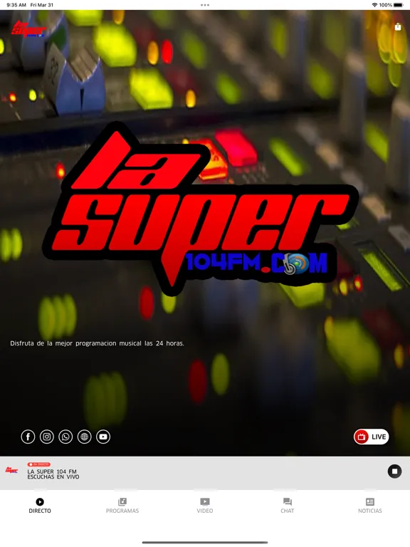 Tangkapan layar La Super 104 Fm iPad 