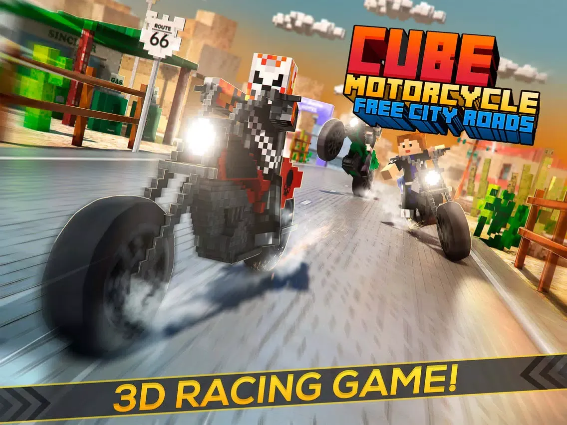 تصاویر Cube Motorcycle City Roads: Free Block Racing Games Edition iPad 