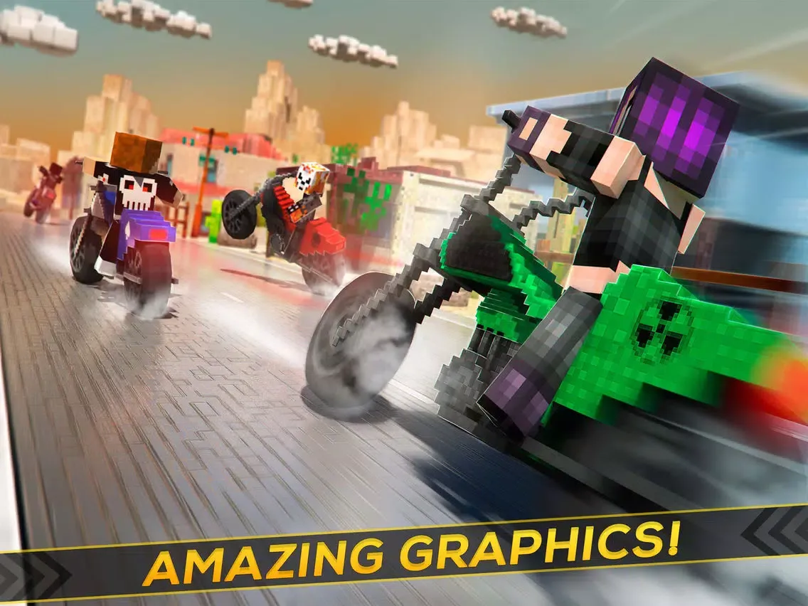 تصاویر Cube Motorcycle City Roads: Free Block Racing Games Edition iPad 