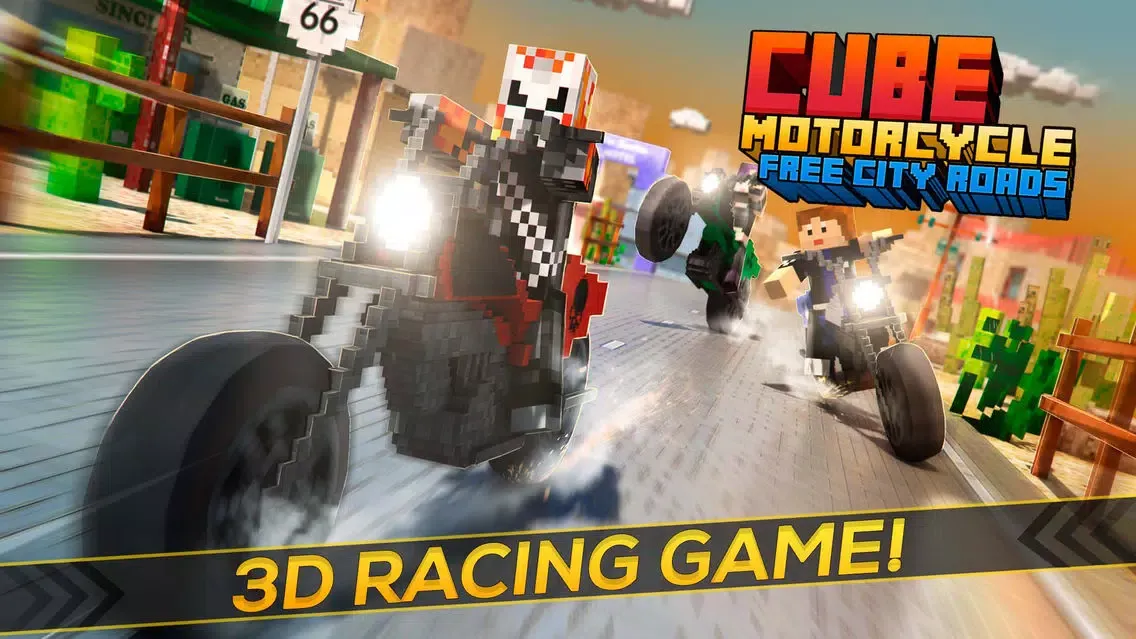 تصاویر Cube Motorcycle City Roads: Free Block Racing Games Edition