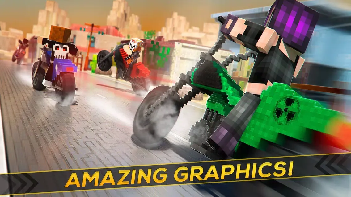 تصاویر Cube Motorcycle City Roads: Free Block Racing Games Edition