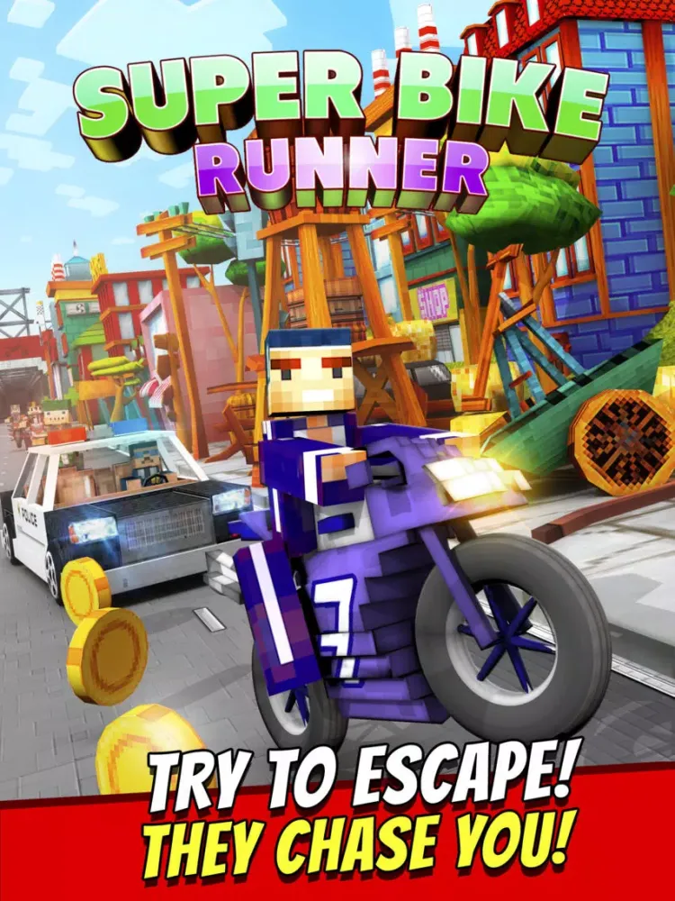 Super Bike Runner - Free 3D Blocky Motorcycle Racing Games iPad  Screenshots
