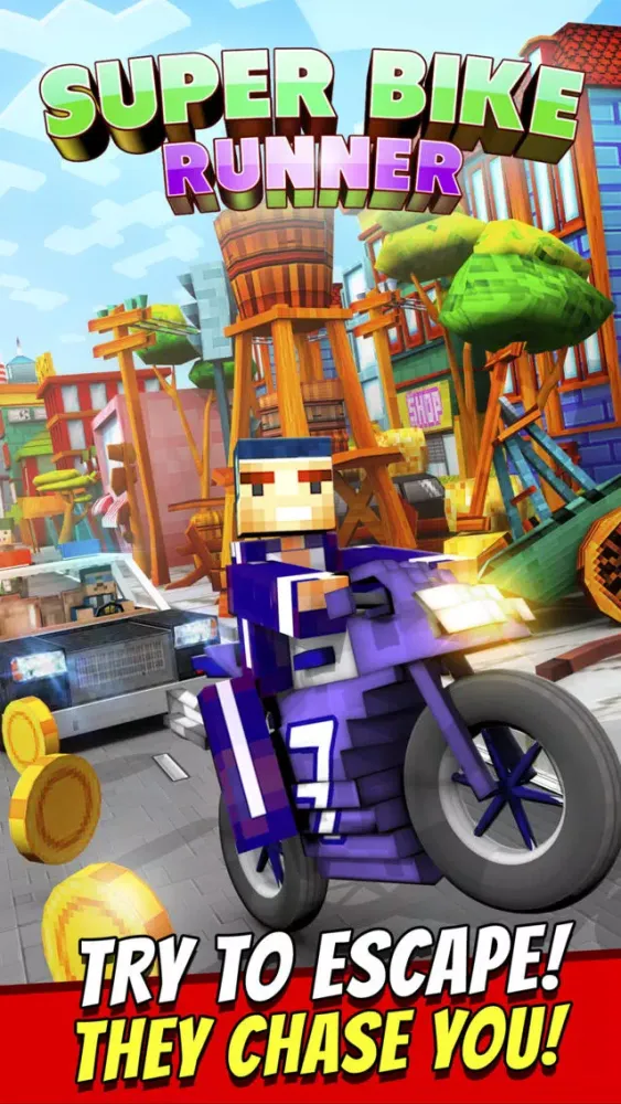 Super Bike Runner - Free 3D Blocky Motorcycle Racing Games Screenshots