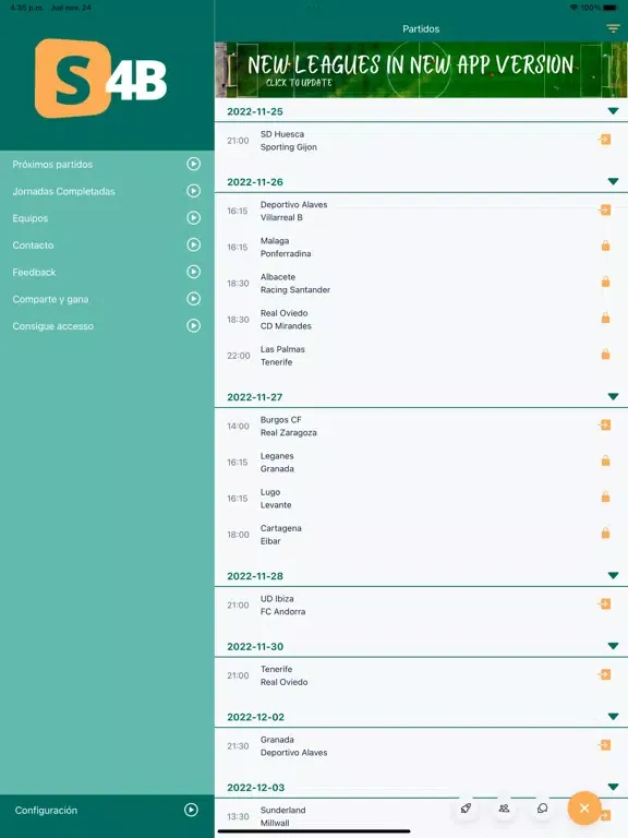 Tangkapan layar S4B - Football Statistics iPad 