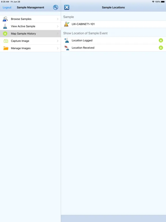 Ảnh chụp màn hình của LabWare v7 iPad 