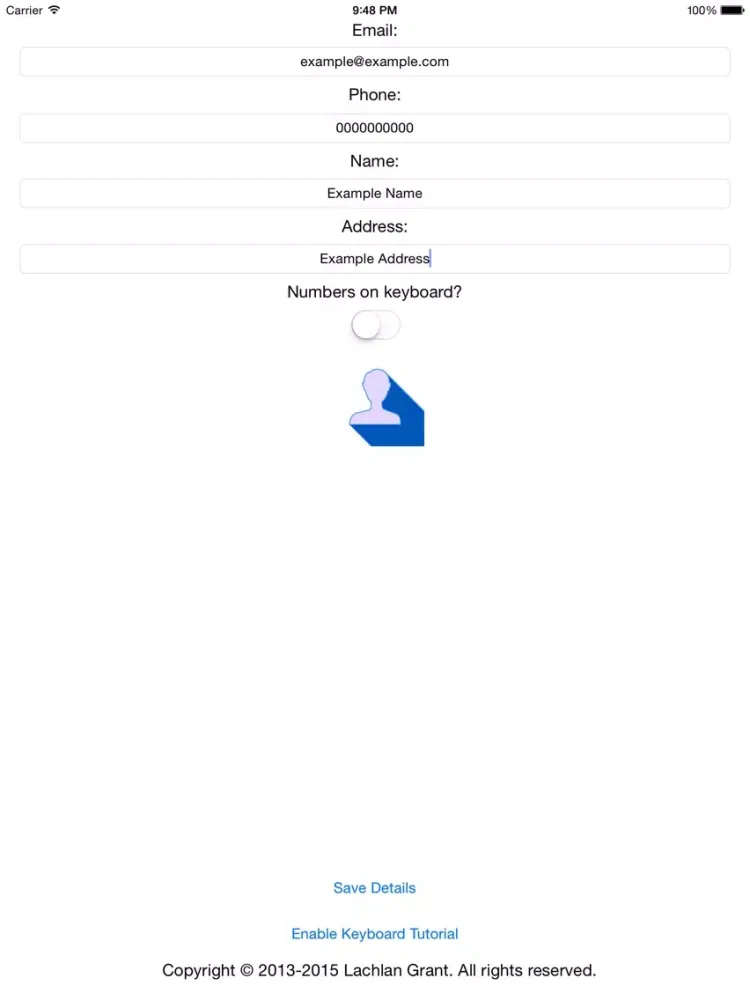 Capturas de pantalla de myInfo - Simple keyboard to enter your details! iPad 