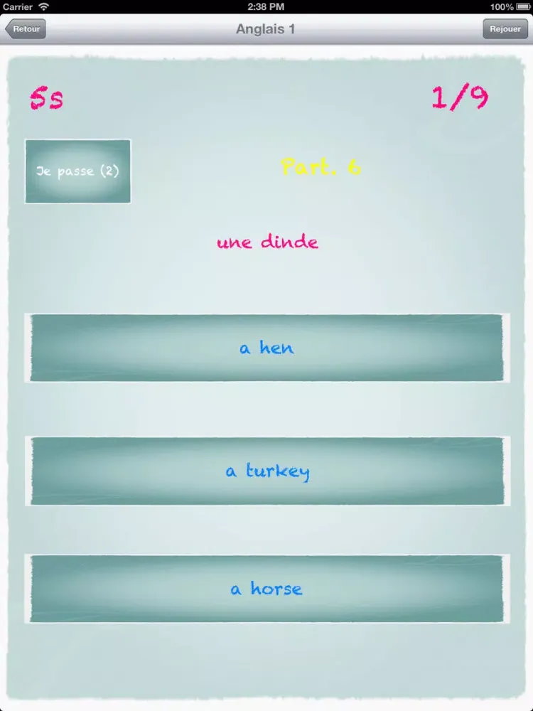 Quiz d'anglais niveau 2 - débutants iPad  스크린샷