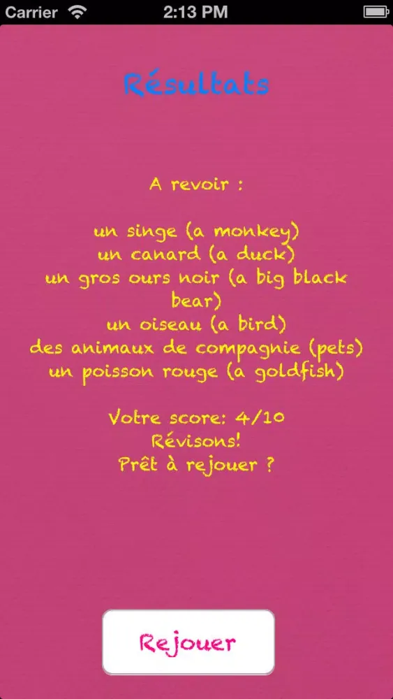 Quiz d'anglais niveau 2 - débutants 스크린샷