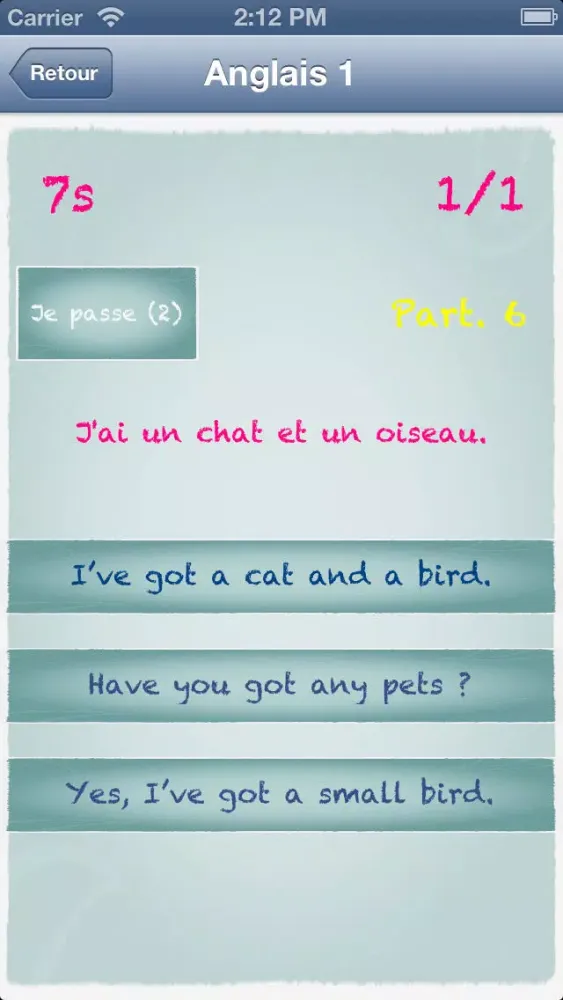 Quiz d'anglais niveau 2 - débutants 스크린샷
